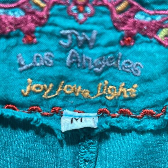 Johnny Was Teal Blue Embroidered Tunic Top Size Medium - Picture 3 of 8
